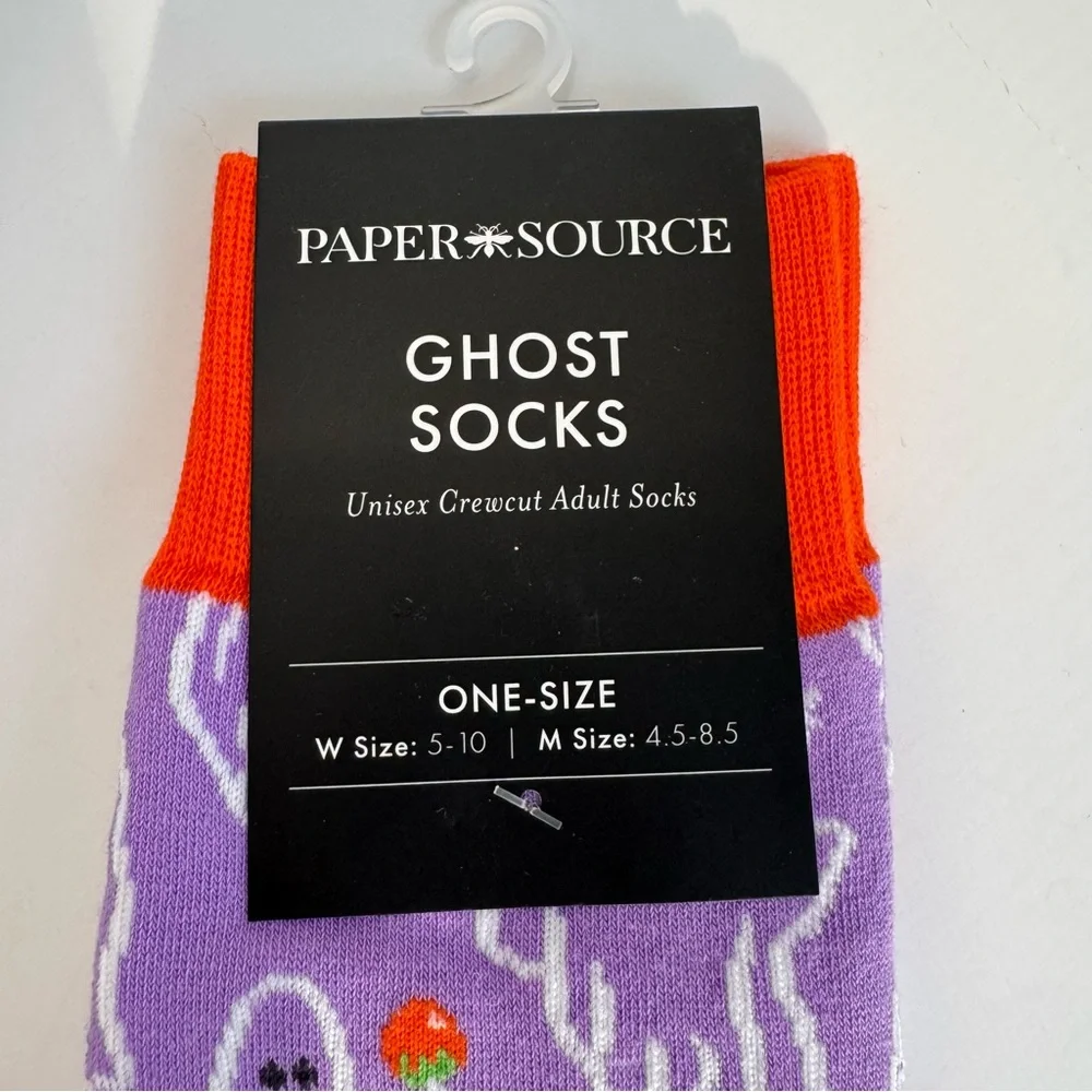 Paper Source Ghost Crew Socks Halloween Colorful Spooky Unisex 9-11 NWT Novelty